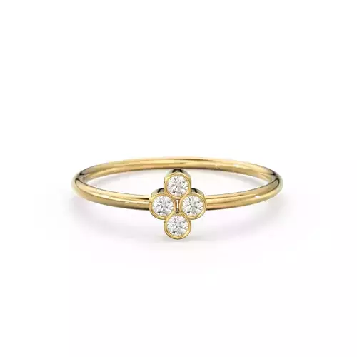 4 Diamond Bezel Gemstone Wedding Band Zircon Stone Ring