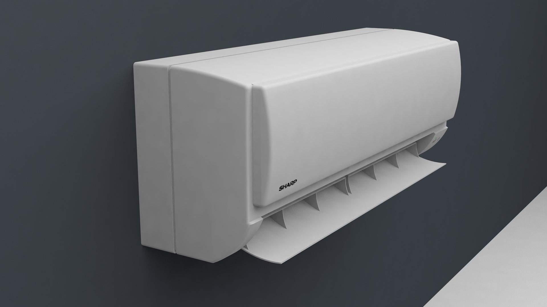 Aircon air conditioner on wall 3D model_4