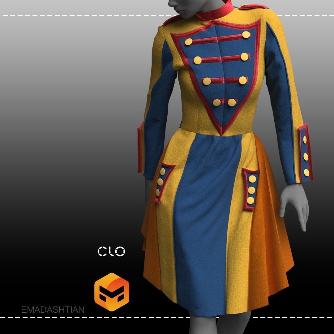 Women Colorful Overcoat 18  CLO3D ZPRJ FBX OBJ MTL 3D model_3