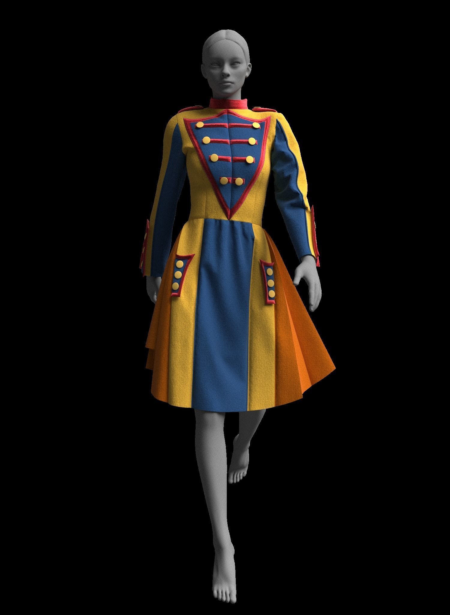 Women Colorful Overcoat 18  CLO3D ZPRJ FBX OBJ MTL 3D model_9