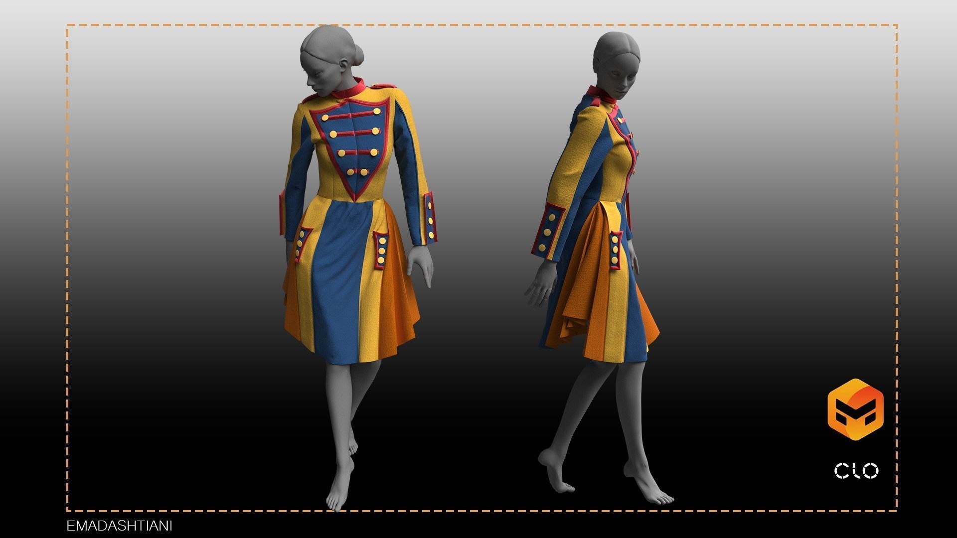 Women Colorful Overcoat 18  CLO3D ZPRJ FBX OBJ MTL 3D model_2