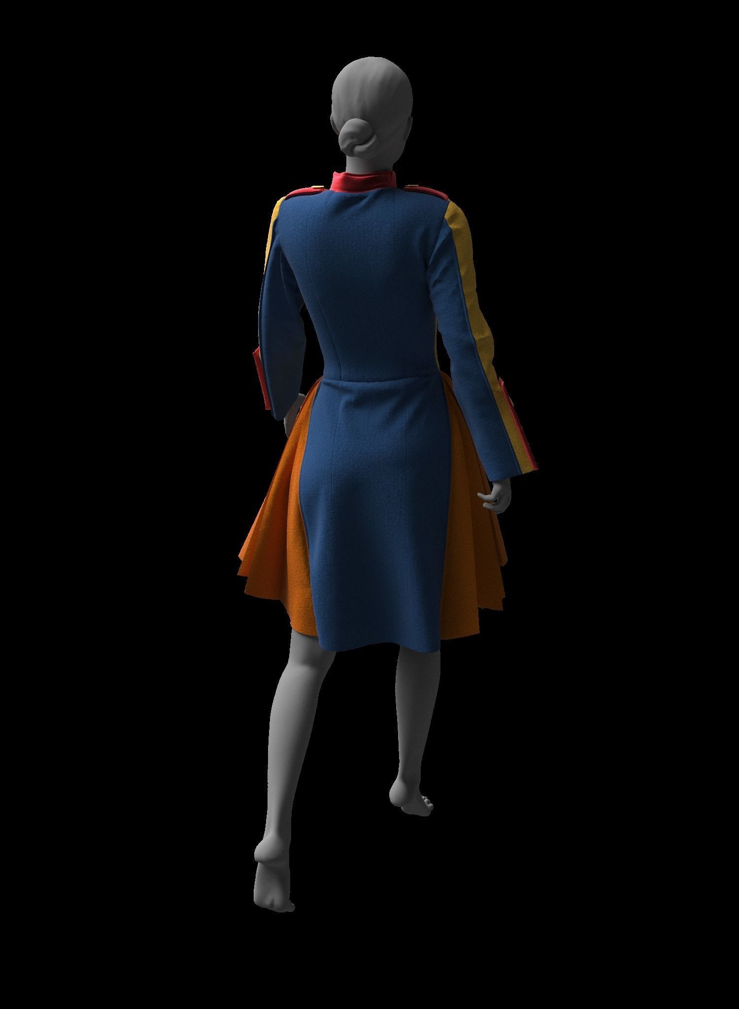 Women Colorful Overcoat 18  CLO3D ZPRJ FBX OBJ MTL 3D model_13