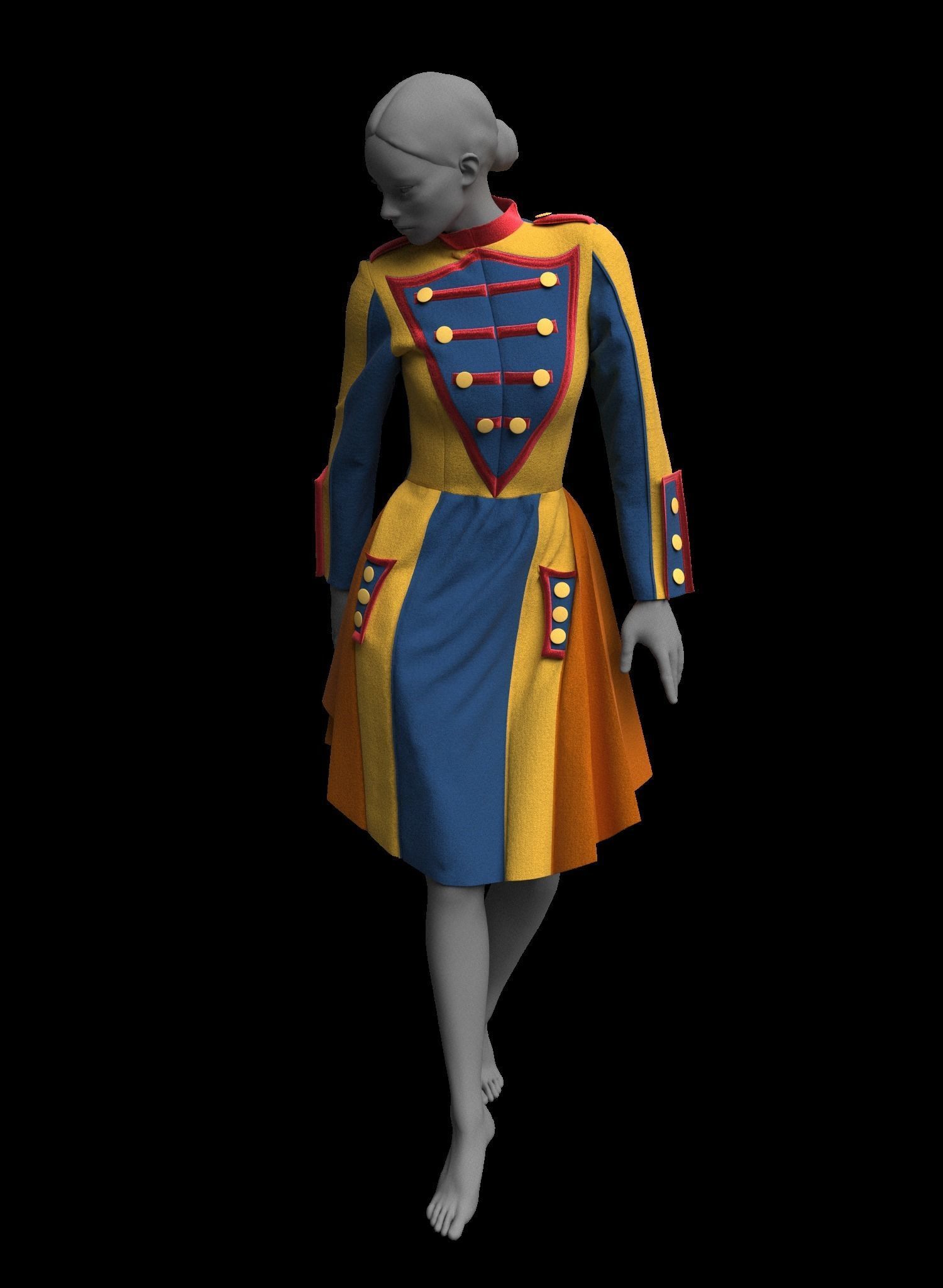 Women Colorful Overcoat 18  CLO3D ZPRJ FBX OBJ MTL 3D model_8