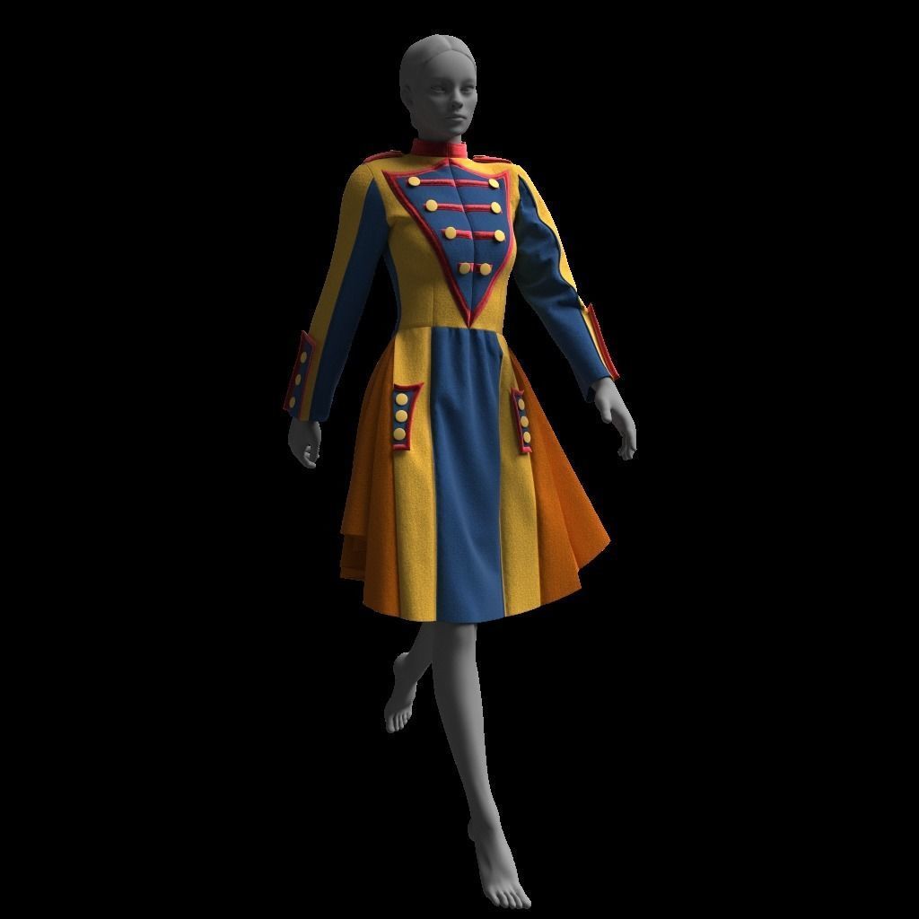 Women Colorful Overcoat 18  CLO3D ZPRJ FBX OBJ MTL 3D model_11