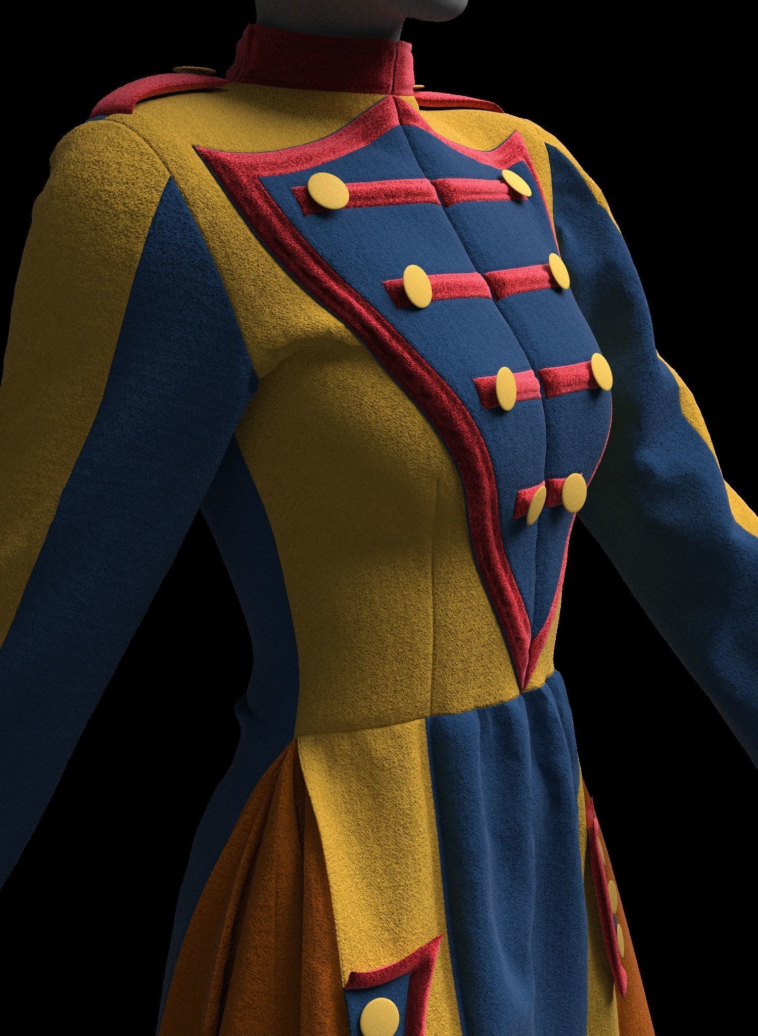 Women Colorful Overcoat 18  CLO3D ZPRJ FBX OBJ MTL 3D model_6