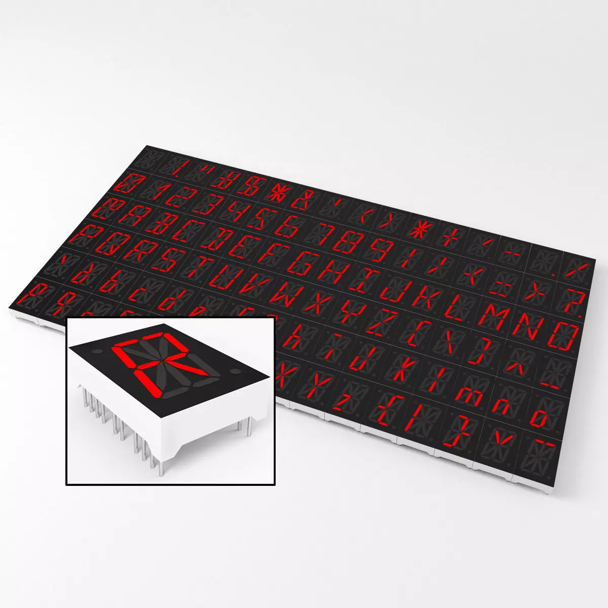 16-segment LED Display Low-poly 3D model_0