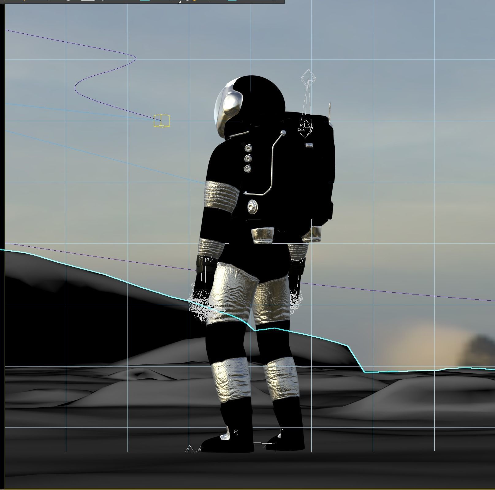 MARS astronaut rigged animated realistic with environment  Low-poly 3D model_6