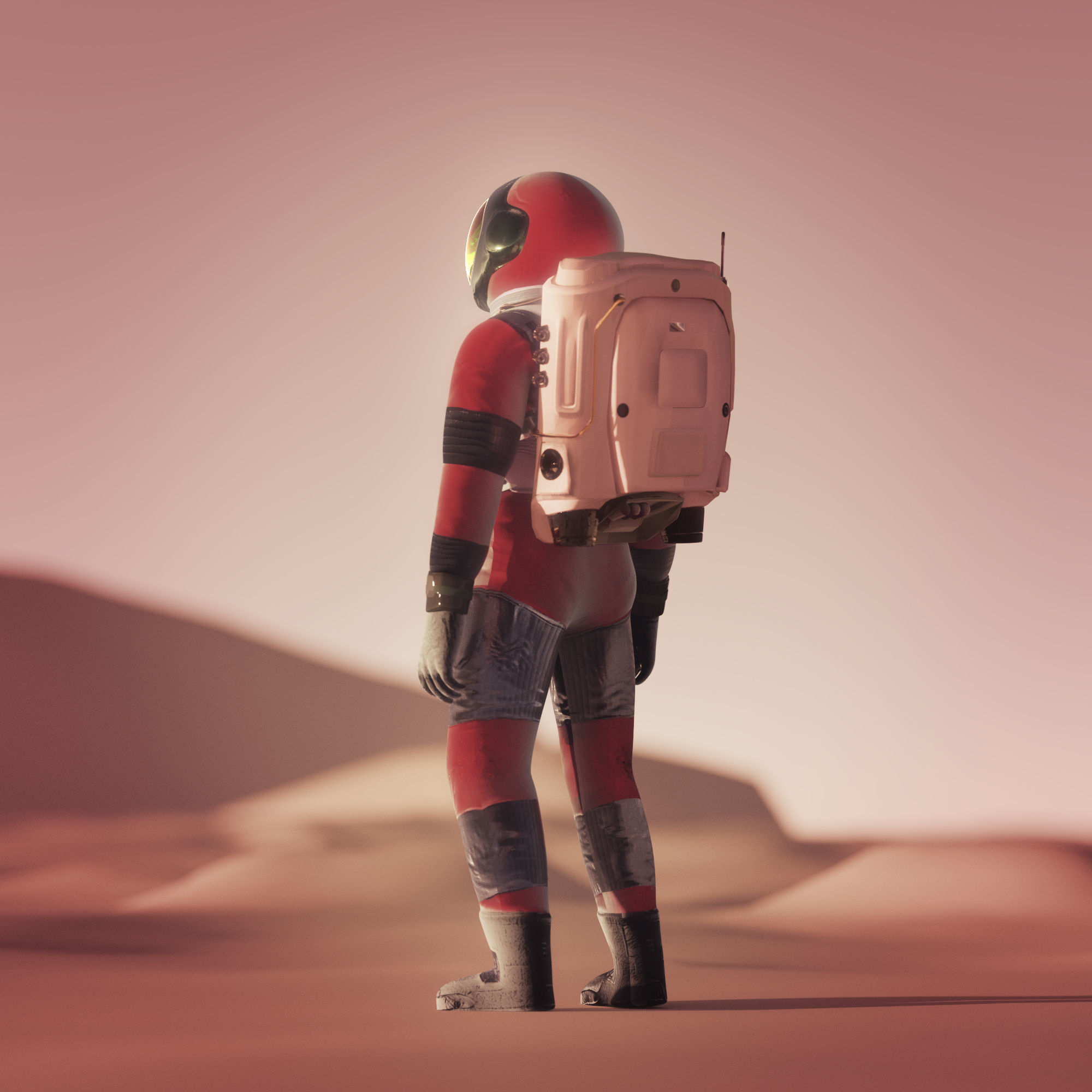 MARS astronaut rigged animated realistic with environment  Low-poly 3D model_1