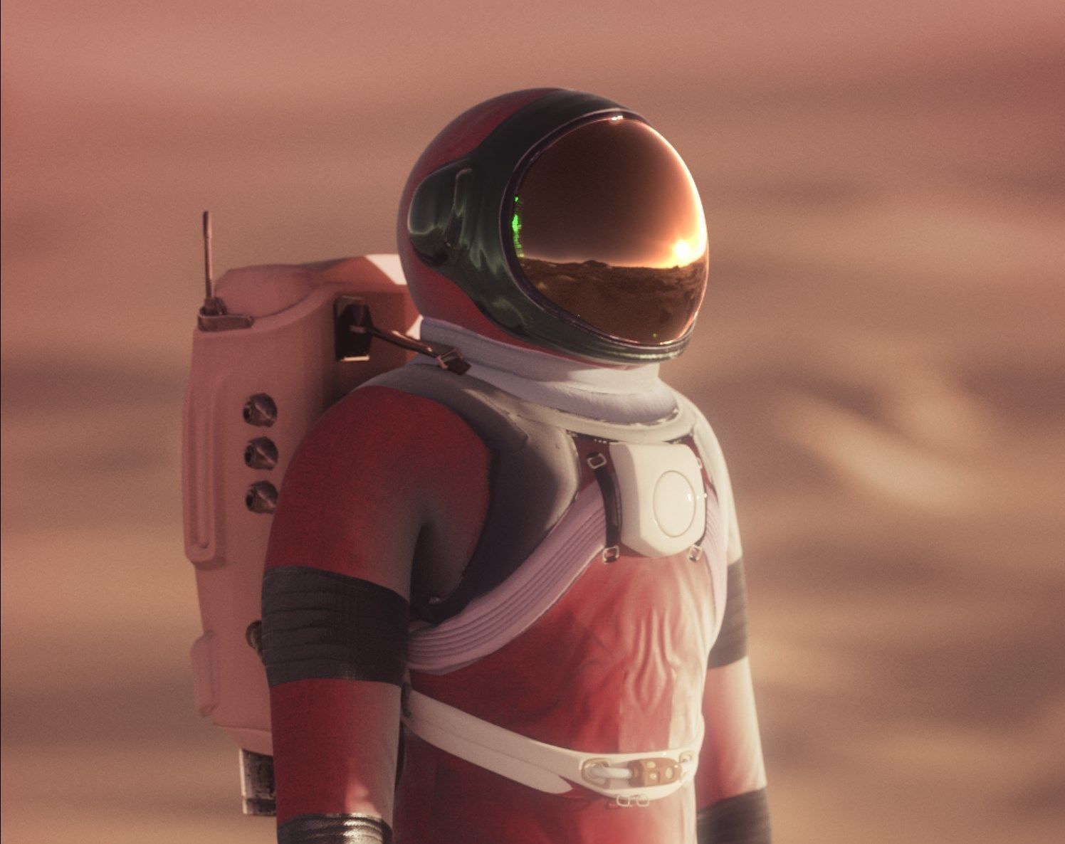 MARS astronaut rigged animated realistic with environment  Low-poly 3D model_2