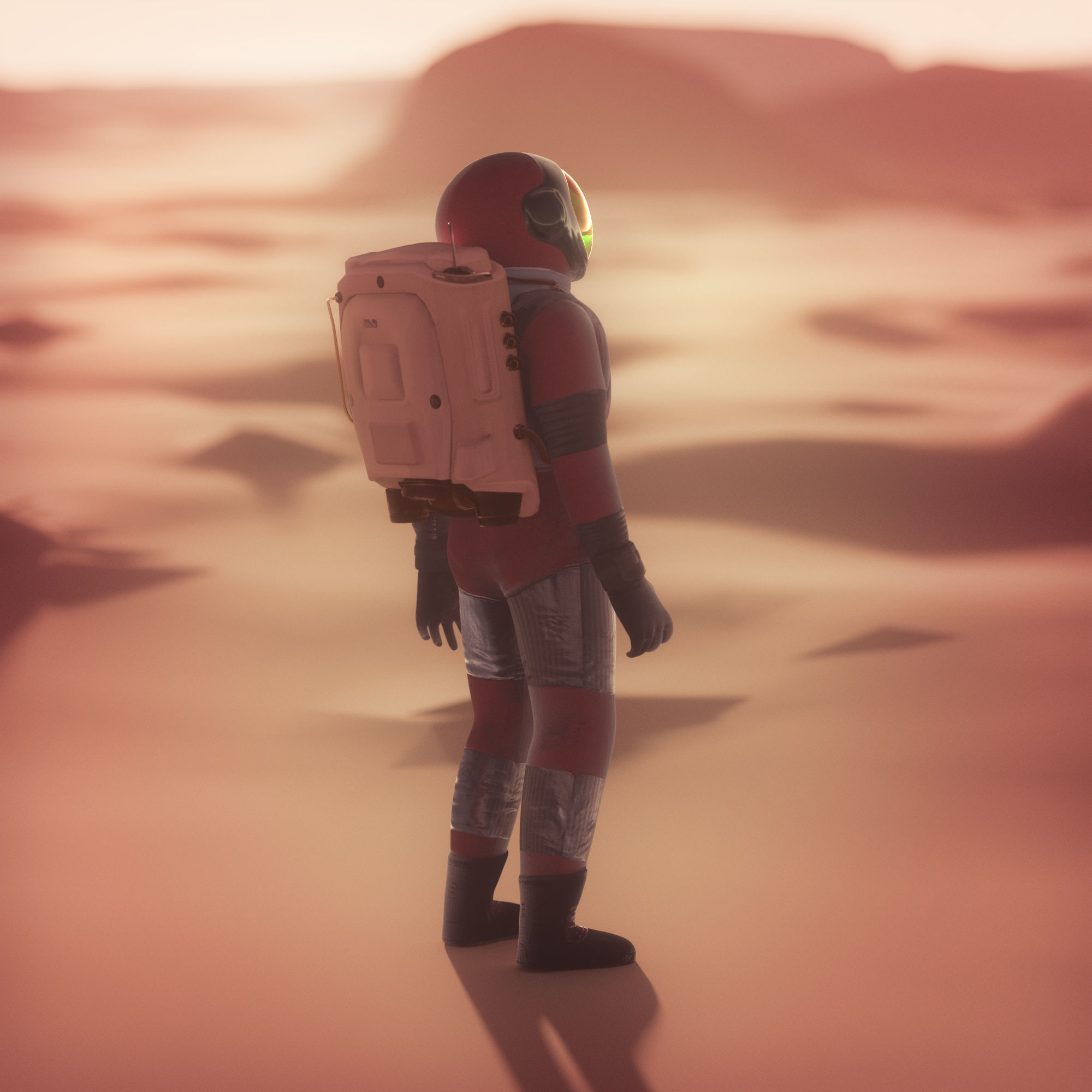 MARS astronaut rigged animated realistic with environment  Low-poly 3D model_7