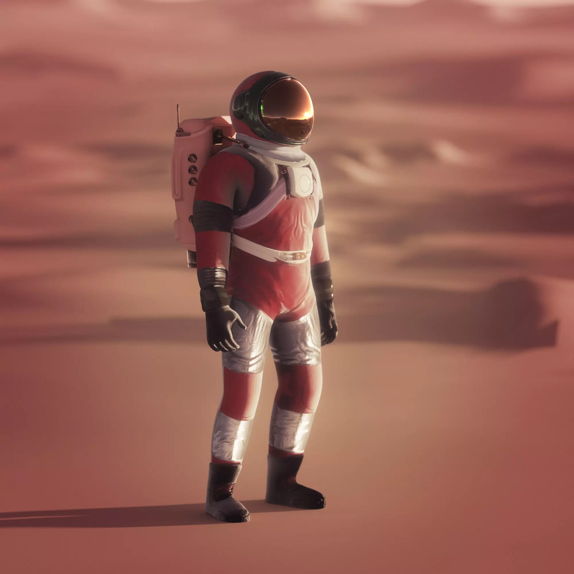 MARS astronaut rigged animated realistic with environment  Low-poly 3D model_0