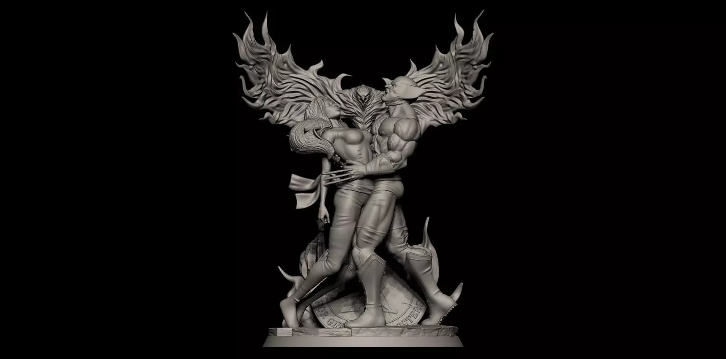 Fan Art - Wolverine and Jean - Phoenix Sacrifice - Statue 3D print model