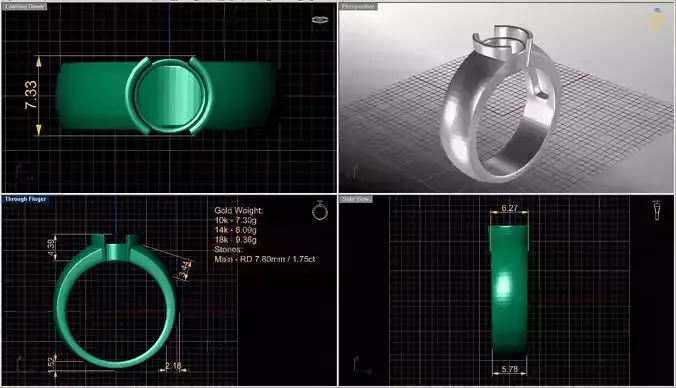 Solitaire diamond ring  STL-3DM-12 renders-on hand render