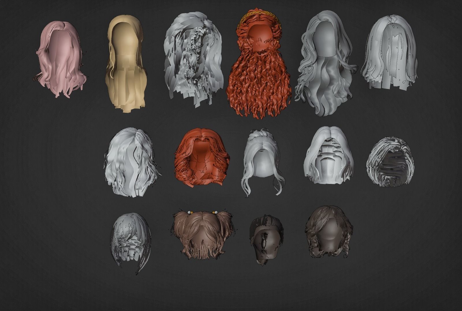 WOMAN FEMALE - HAIR STYLES PACK Low-poly 3D model_4