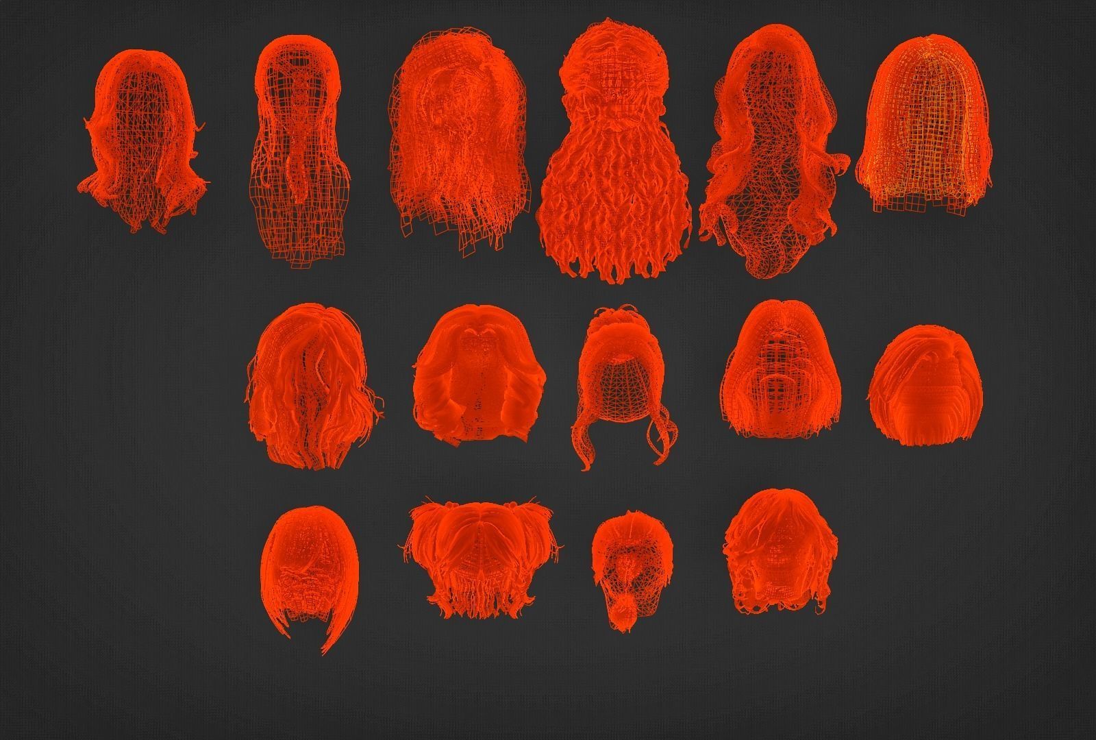 WOMAN FEMALE - HAIR STYLES PACK Low-poly 3D model_3