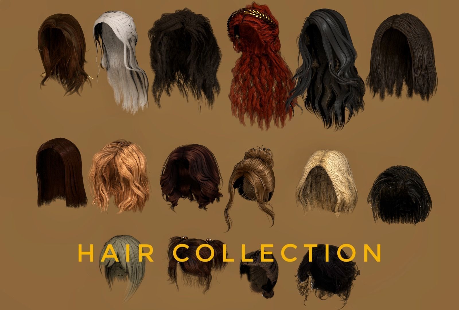 WOMAN FEMALE - HAIR STYLES PACK Low-poly 3D model_21