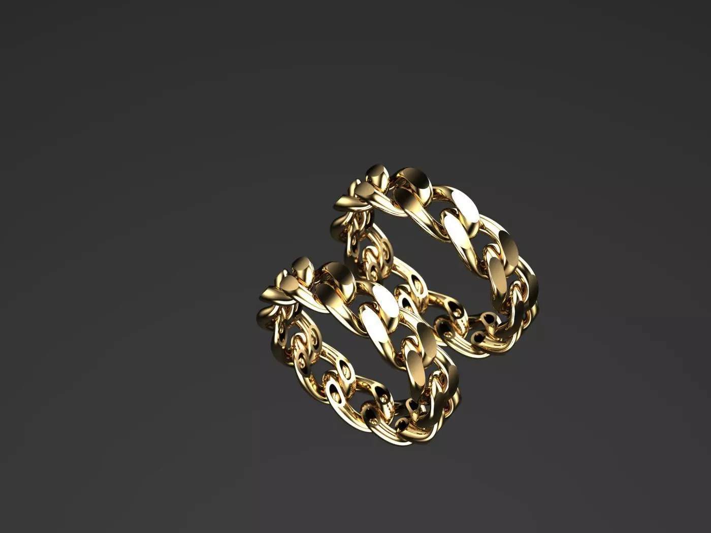 chainring two gold rings 3D model_0