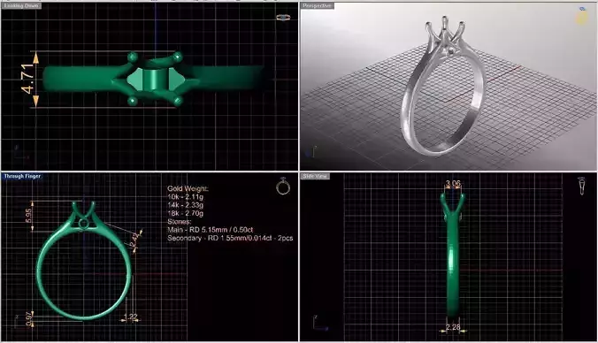 Solitaire diamond ring  STL-3DM-12 renders-on hand render