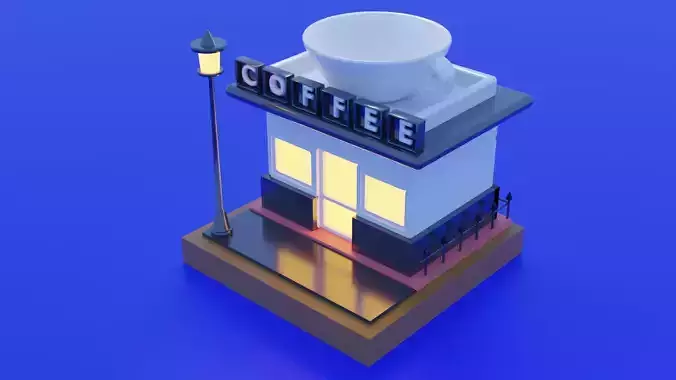 Coffee Shop Low Poly 3D model