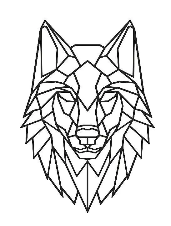 Wolf Line Art 3D 3D print model_0