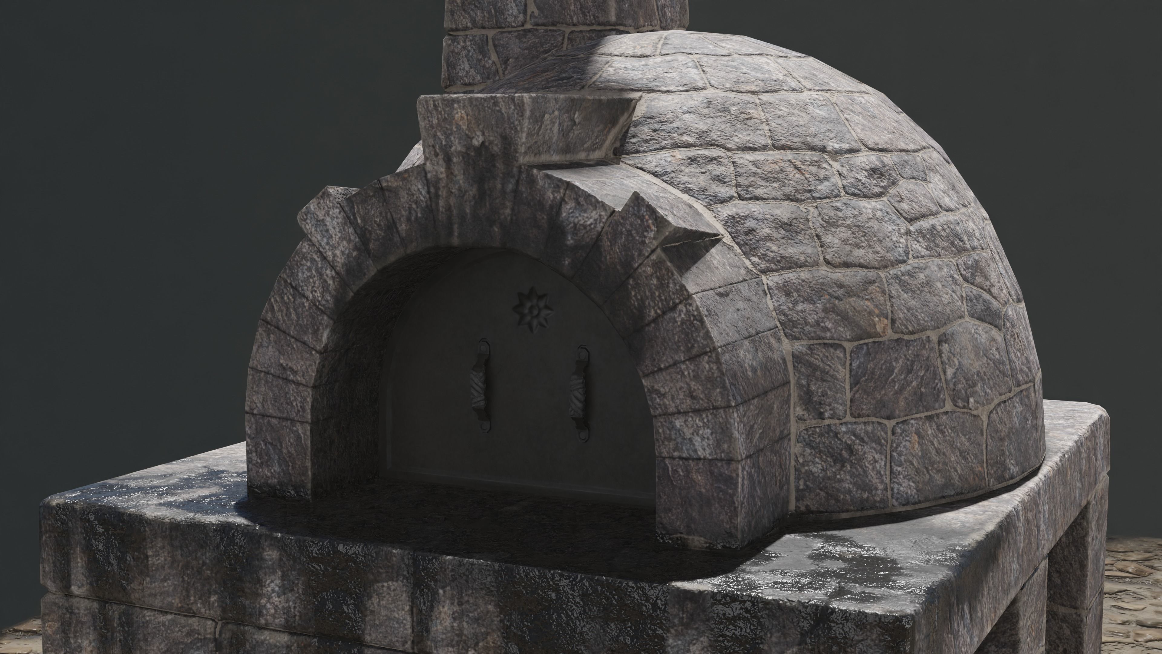 Medieval Stone Oven Low-poly 3D model_4
