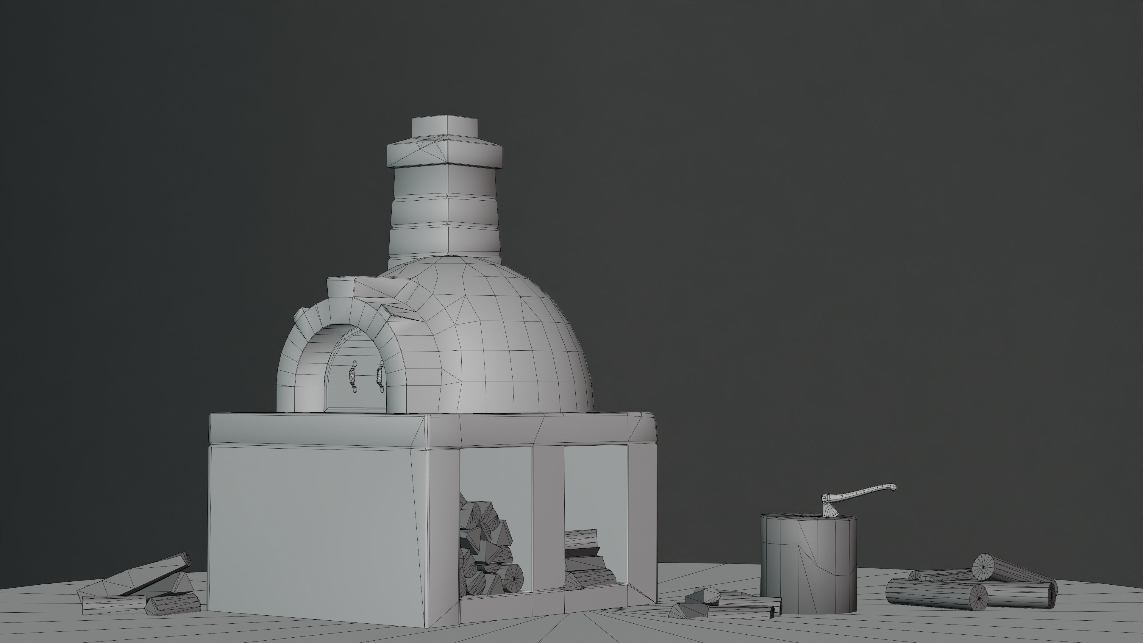 Medieval Stone Oven Low-poly 3D model_8