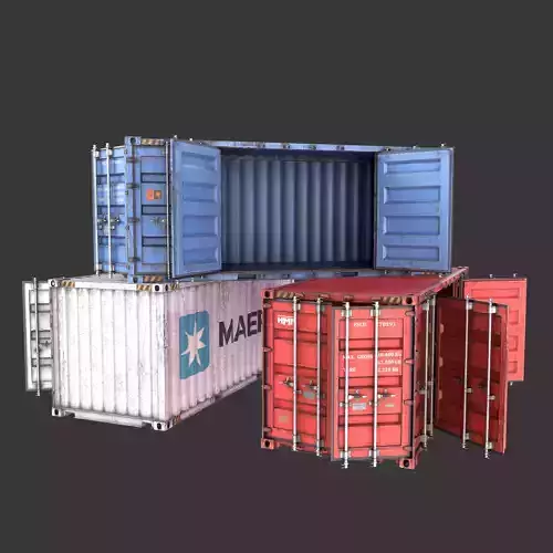 Old 20FT Side Opening Shipping Container Low-poly 3d model Low-poly 3D model