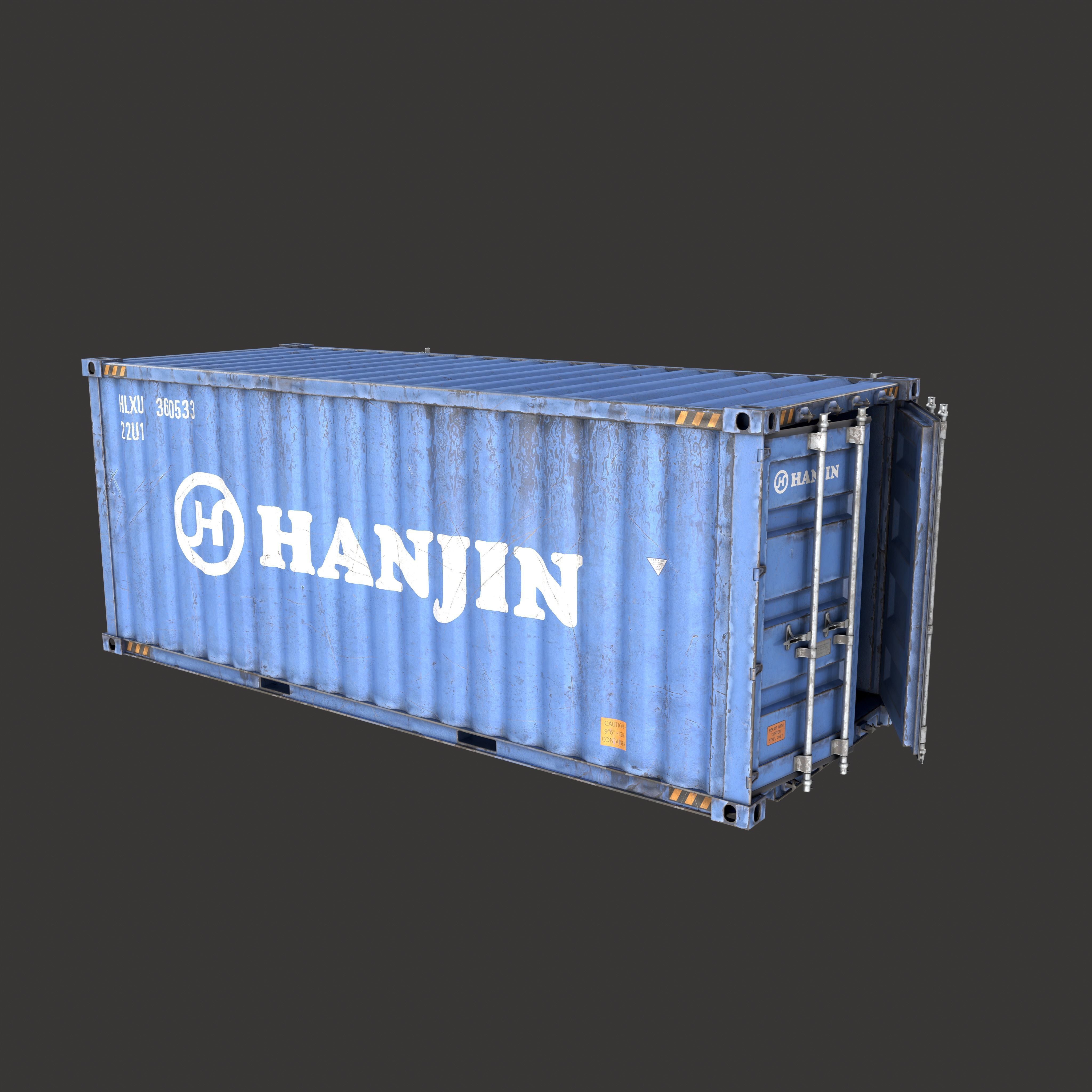 Old 20FT Side Opening Shipping Container Low-poly 3d model Low-poly 3D model_5