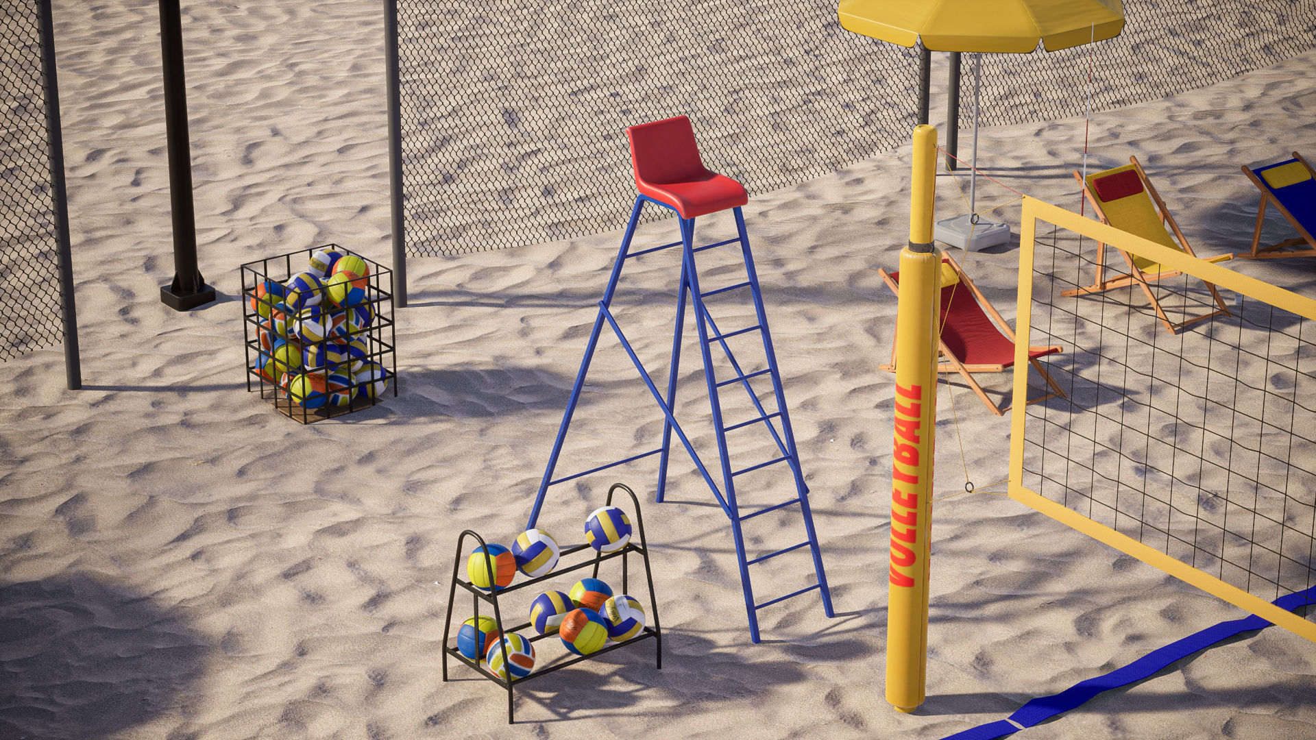 Beach Volleyball Set 1 Game Ready UE Low-poly 3D model_2