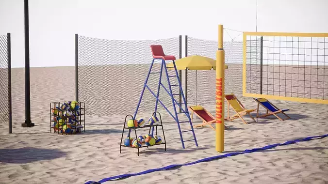 Beach Volleyball Set 1 Game Ready UE Low-poly 3D model