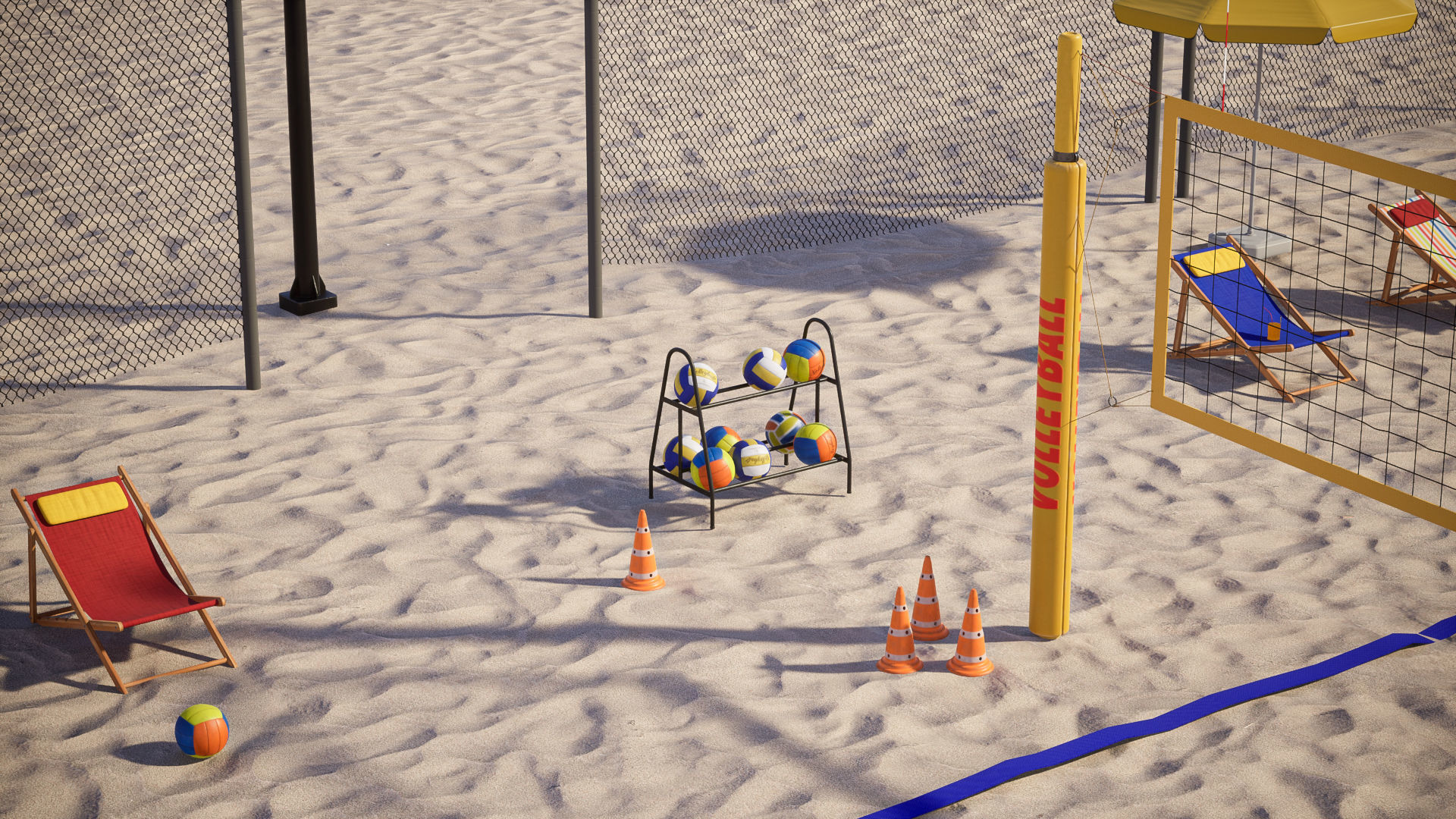 Beach Volleyball Set 1 Game Ready UE Low-poly 3D model_5