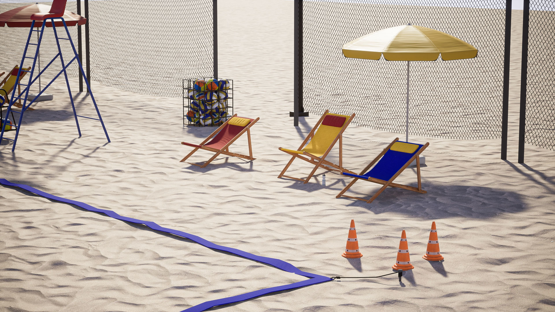 Beach Volleyball Set 1 Game Ready UE Low-poly 3D model_7