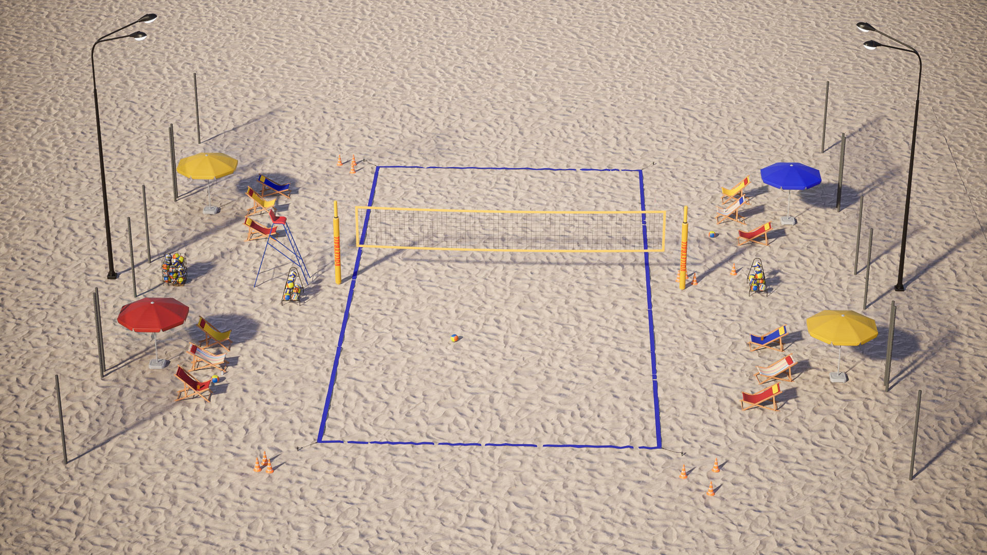 Beach Volleyball Set 1 Game Ready UE Low-poly 3D model_9