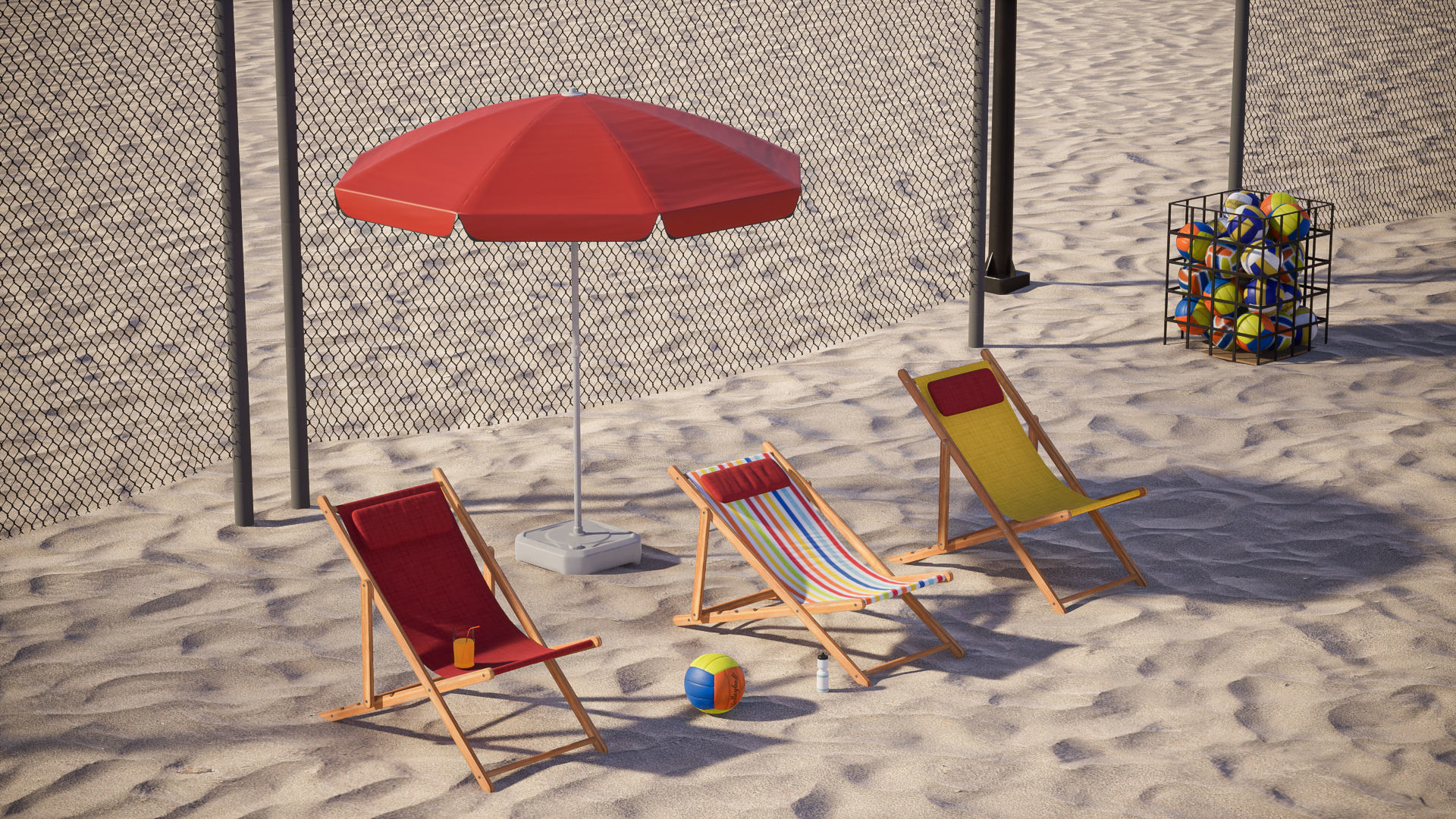 Beach Volleyball Set 1 Game Ready UE Low-poly 3D model_4