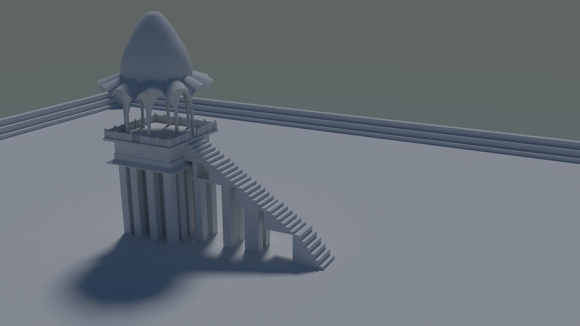 Lake Temple Low-poly 3D model_9