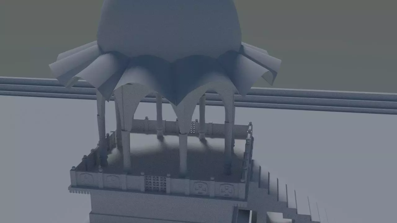 Lake Temple Low-poly 3D model_0