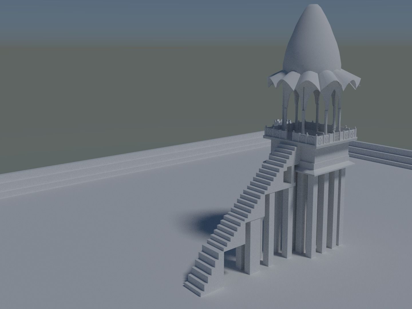 Lake Temple Low-poly 3D model_5