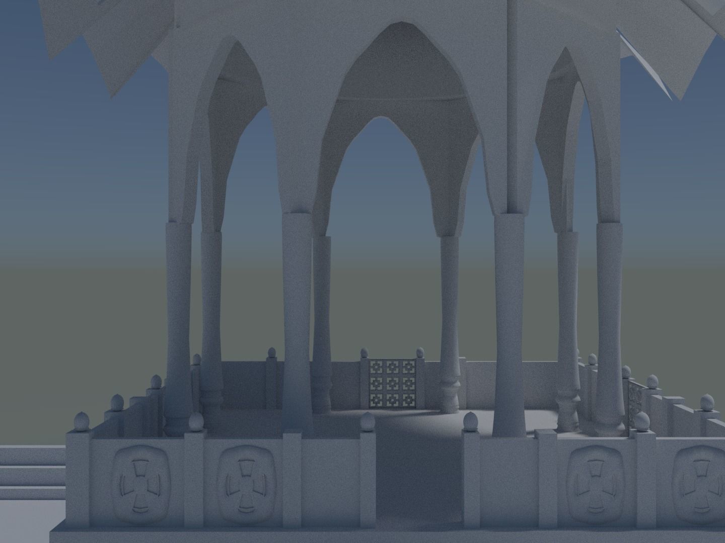 Lake Temple Low-poly 3D model_7