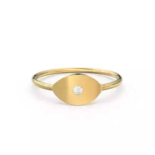 Evil Eye Ring Diamond Wedding Band Zircon Gold Pinky Ring