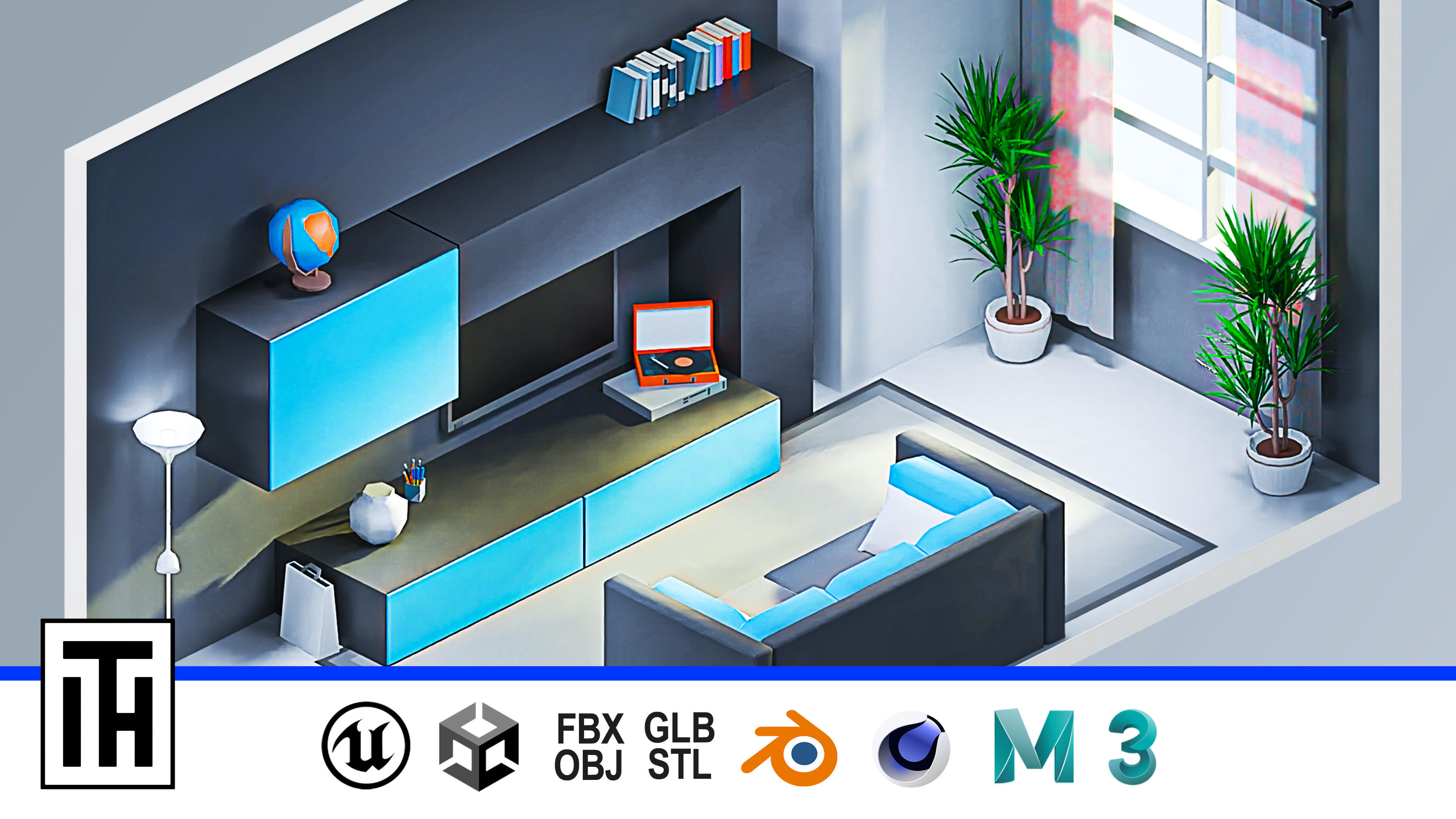 Room 17 Low-poly 3D model_1