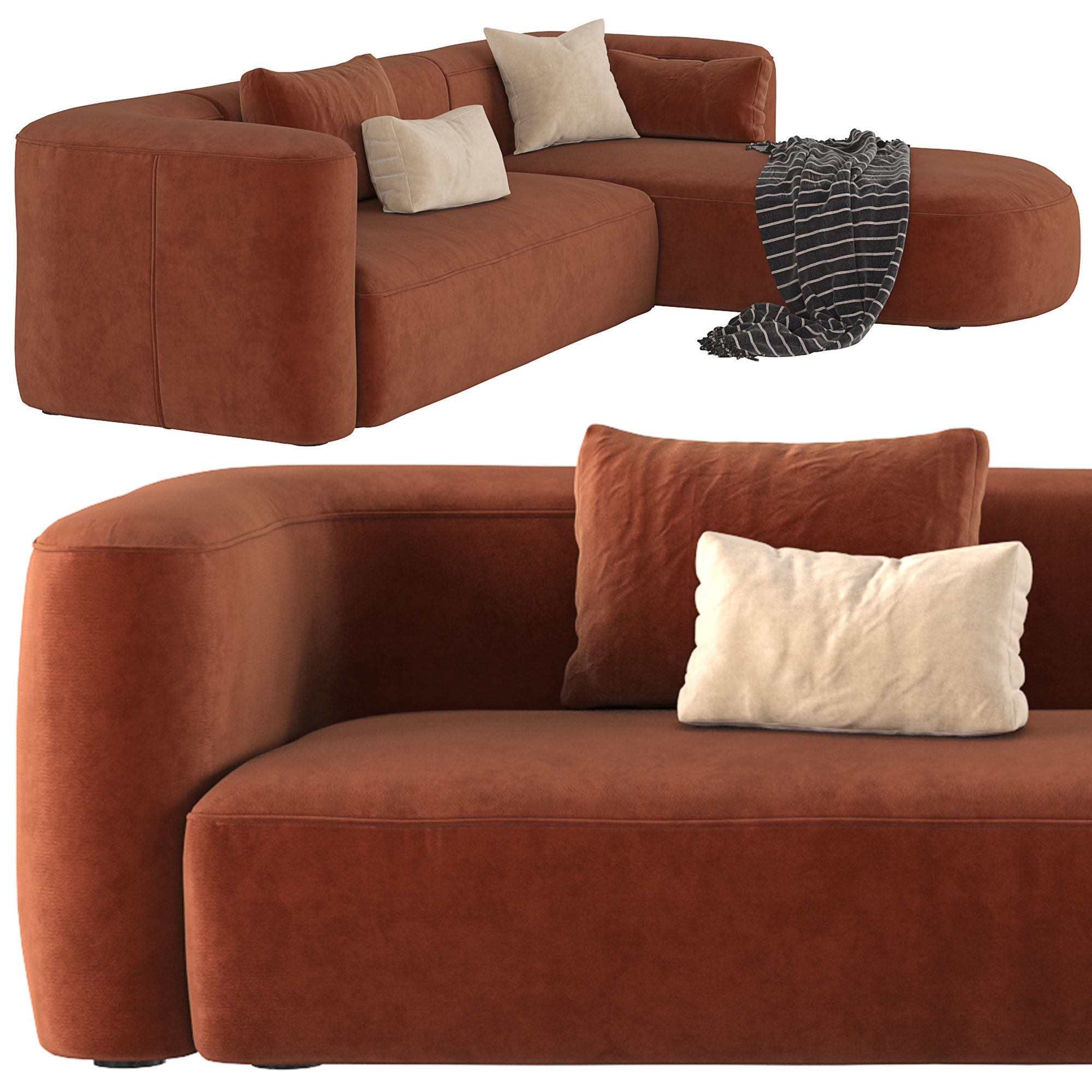 Mellow Sectional Sofa by Acanva 3D model_4