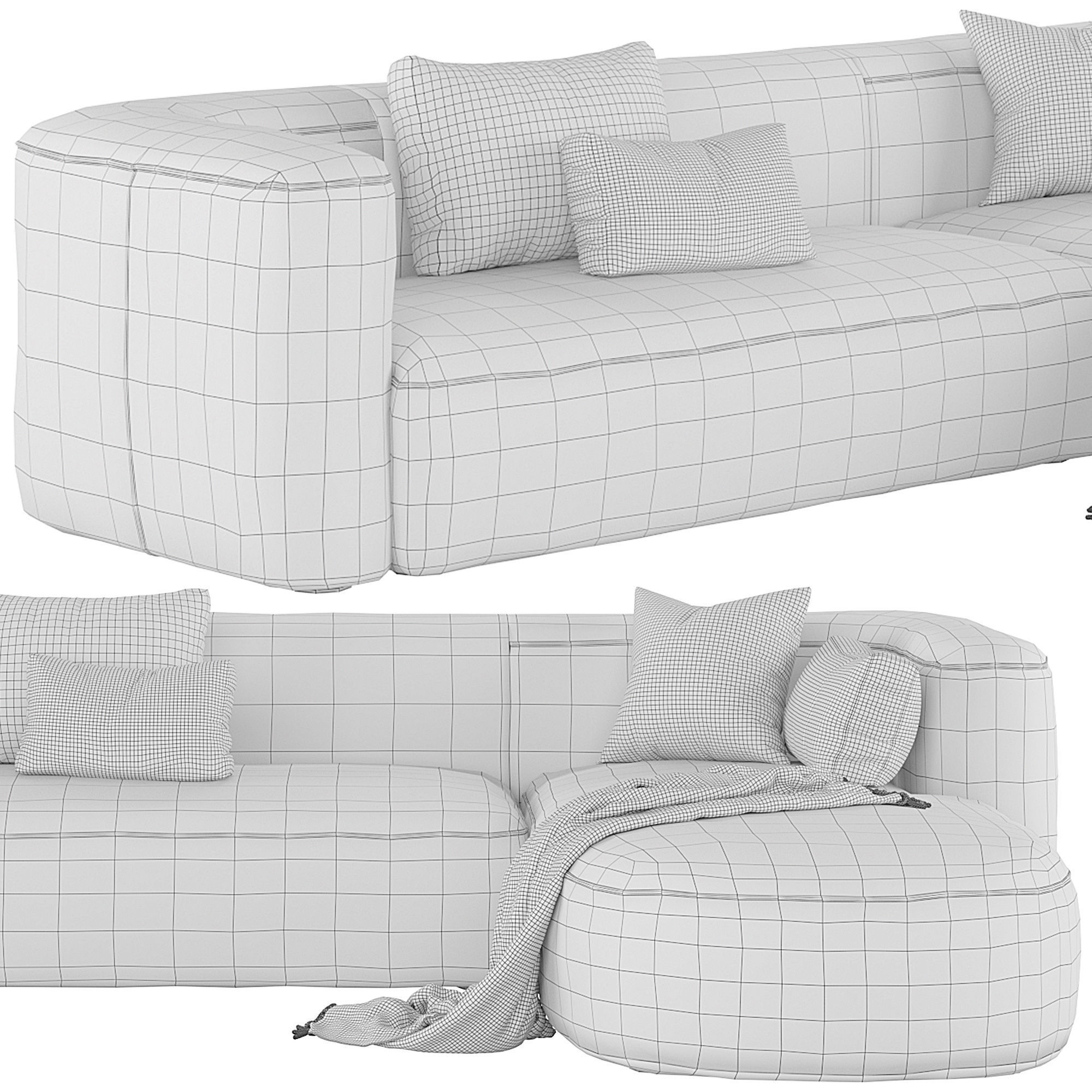 Mellow Sectional Sofa by Acanva 3D model_1