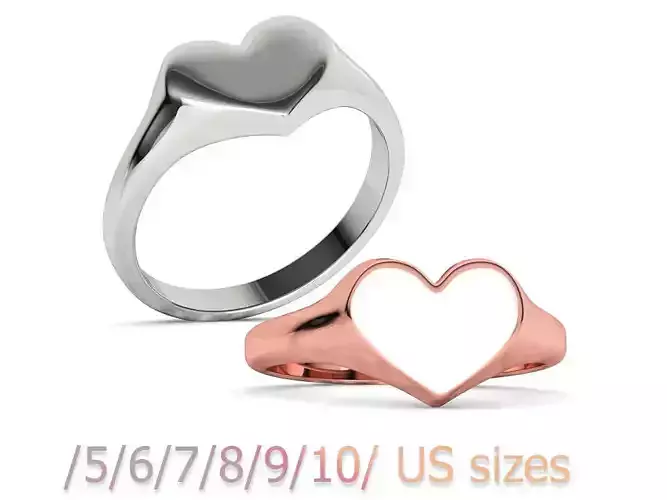 Childrens Girls Heart Signet Ring Baby ring 3dprint model
