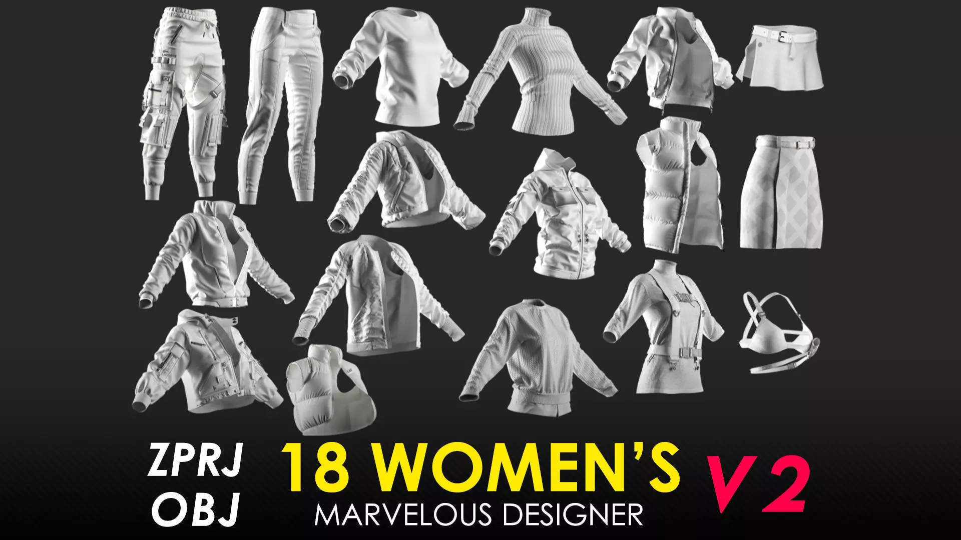 18 Womens Clothes - Vol 2 - Marvelous Designer 3D model_0