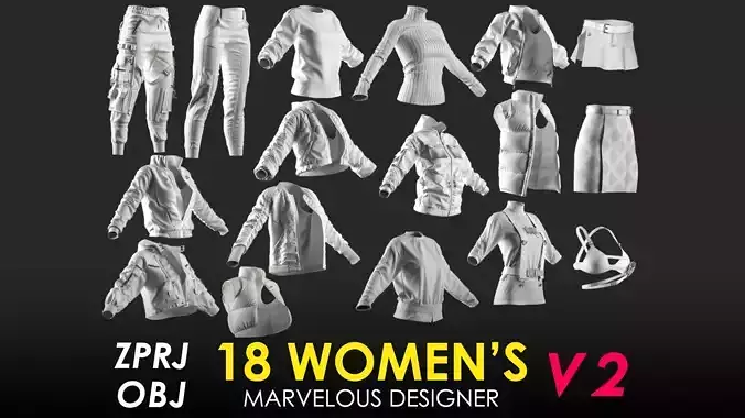 18 Womens Clothes - Vol 2 - Marvelous Designer 3D model
