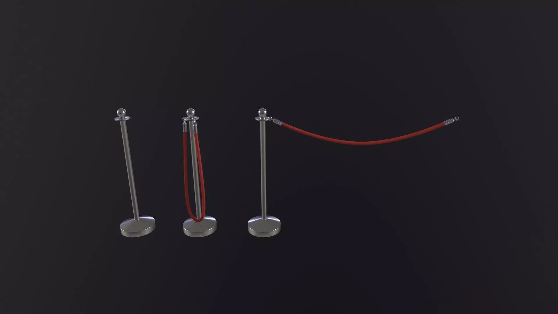 Crowd Control Stanchions 3D Model Low-poly 3D model_0