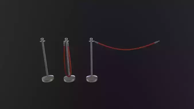 Crowd Control Stanchions 3D Model