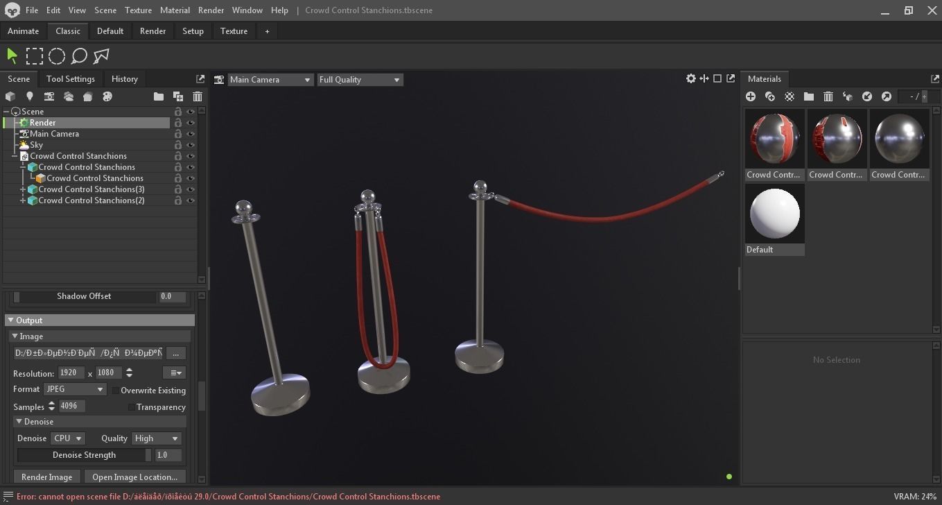Crowd Control Stanchions 3D Model Low-poly 3D model_10