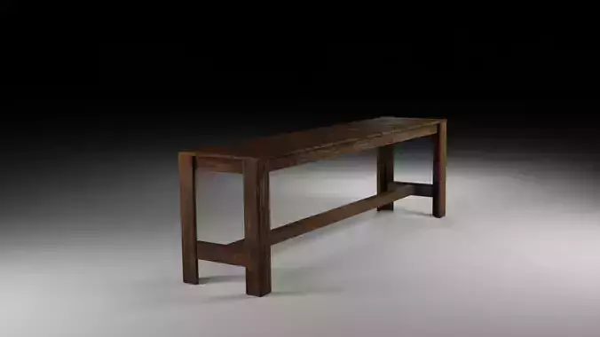 Wooden bench Low Poly game-ready asset