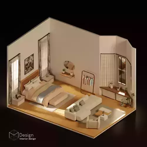 High poly isometric cute Living room 3D model 3D model